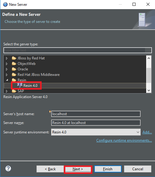 Select Server option