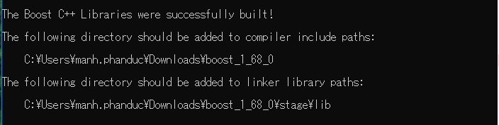 successfully setup boost library